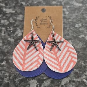 Pink and Blue Starfish Earrings